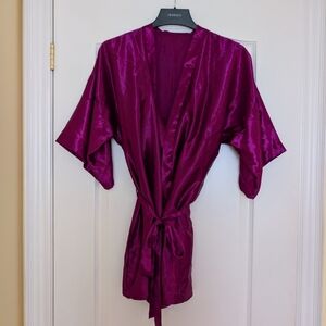 Jessica Plum Satin Kimono Robe